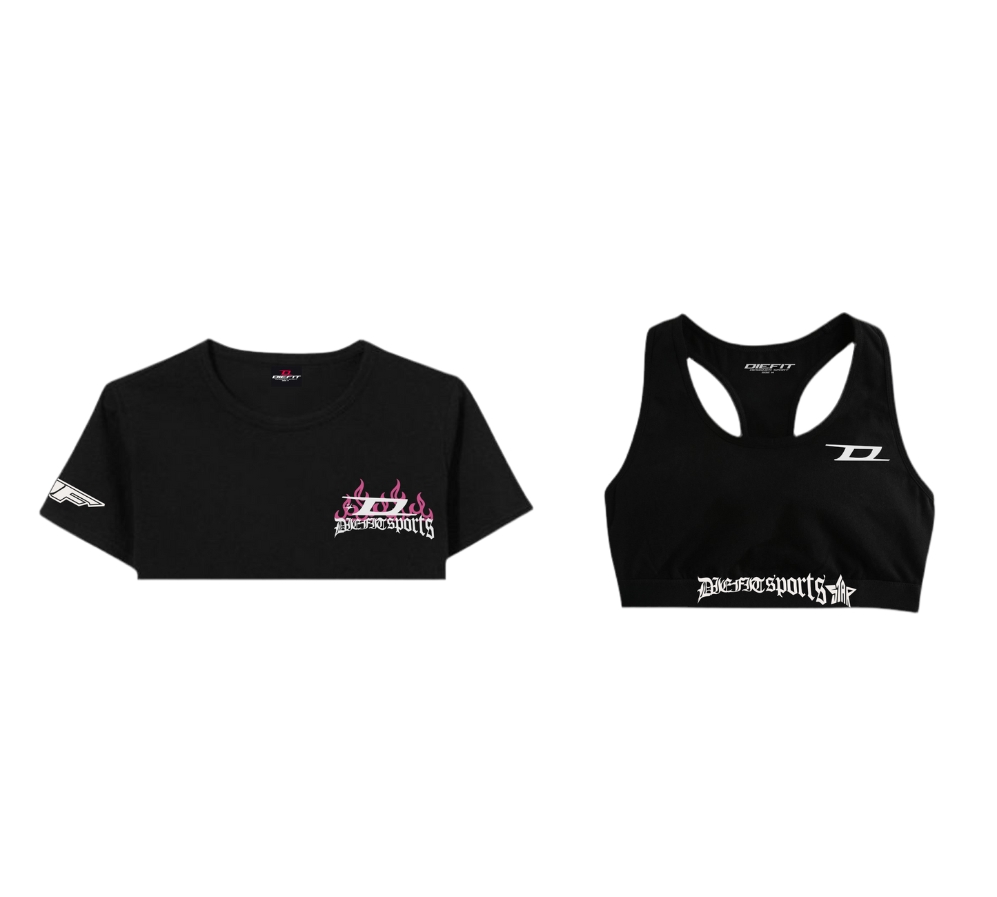 PINK FLAME SUPER CROP + SPORTS BRA