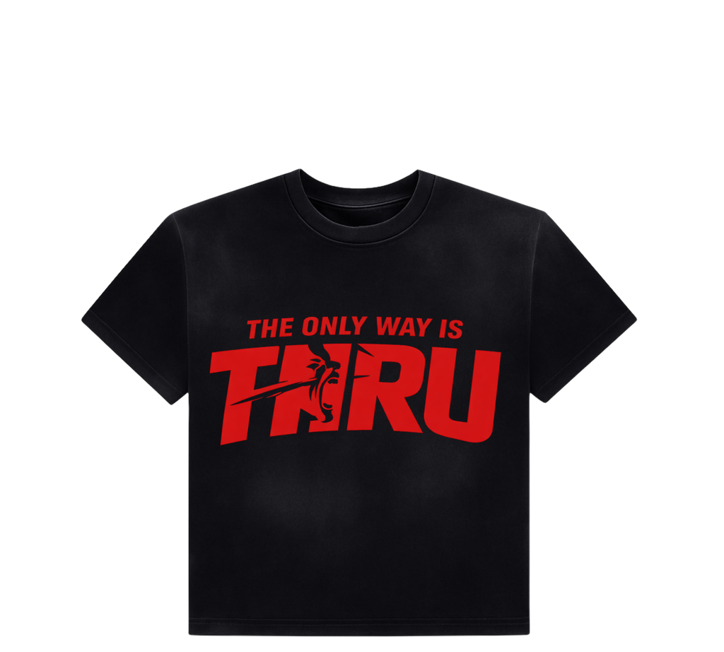 ONLY WAY IS THRU TEE IN BLACK