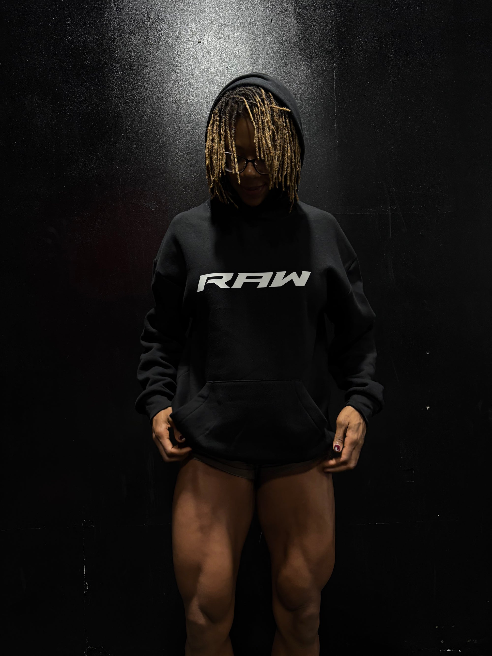 SOLID RAW IMPACT HOODIE IN BLACK