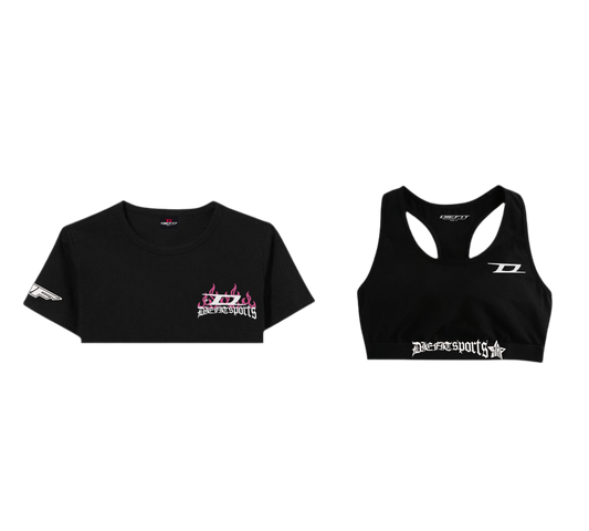 PINK FLAME SUPER CROP + SPORTS BRA