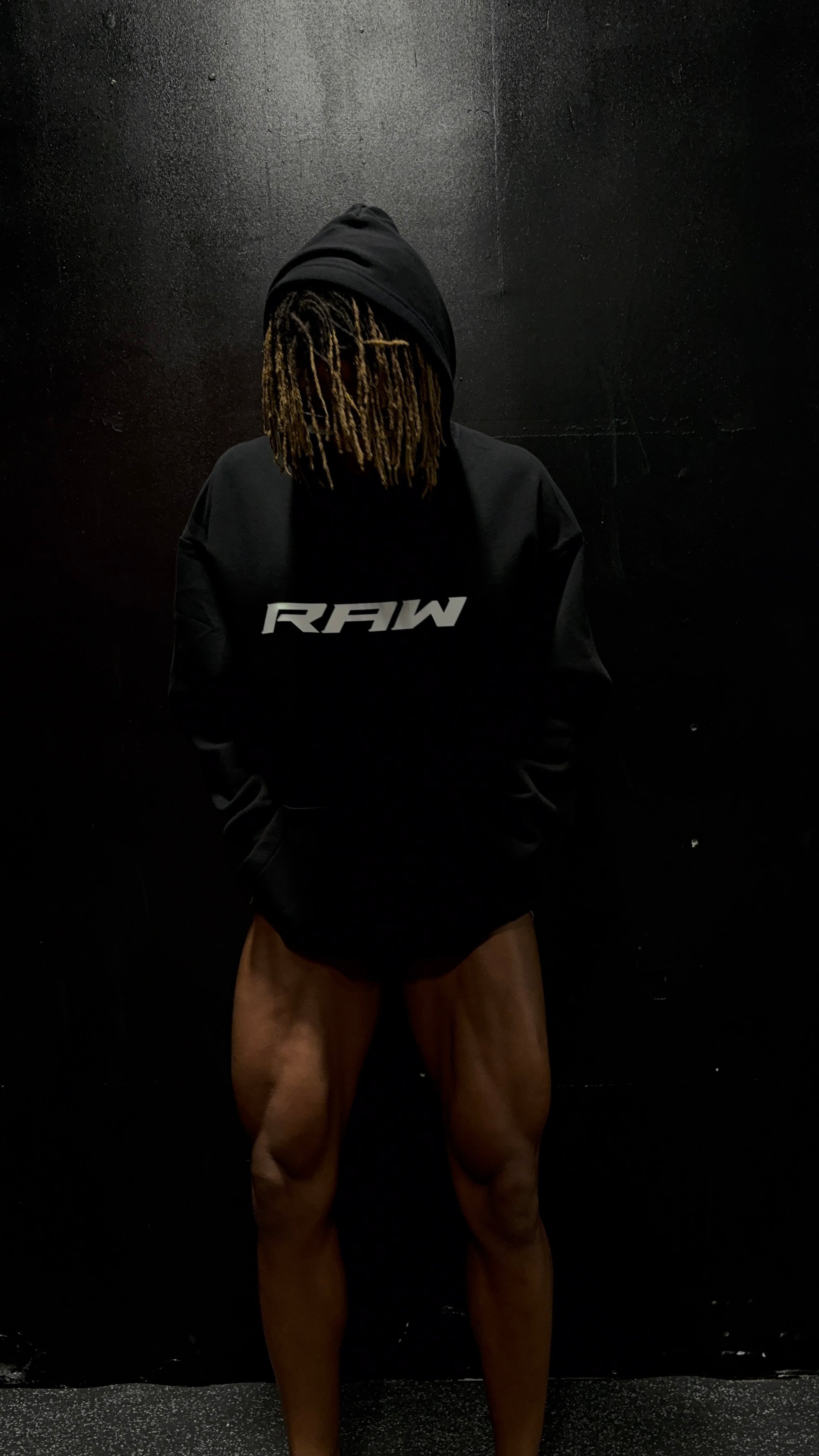 SOLID RAW IMPACT HOODIE IN BLACK