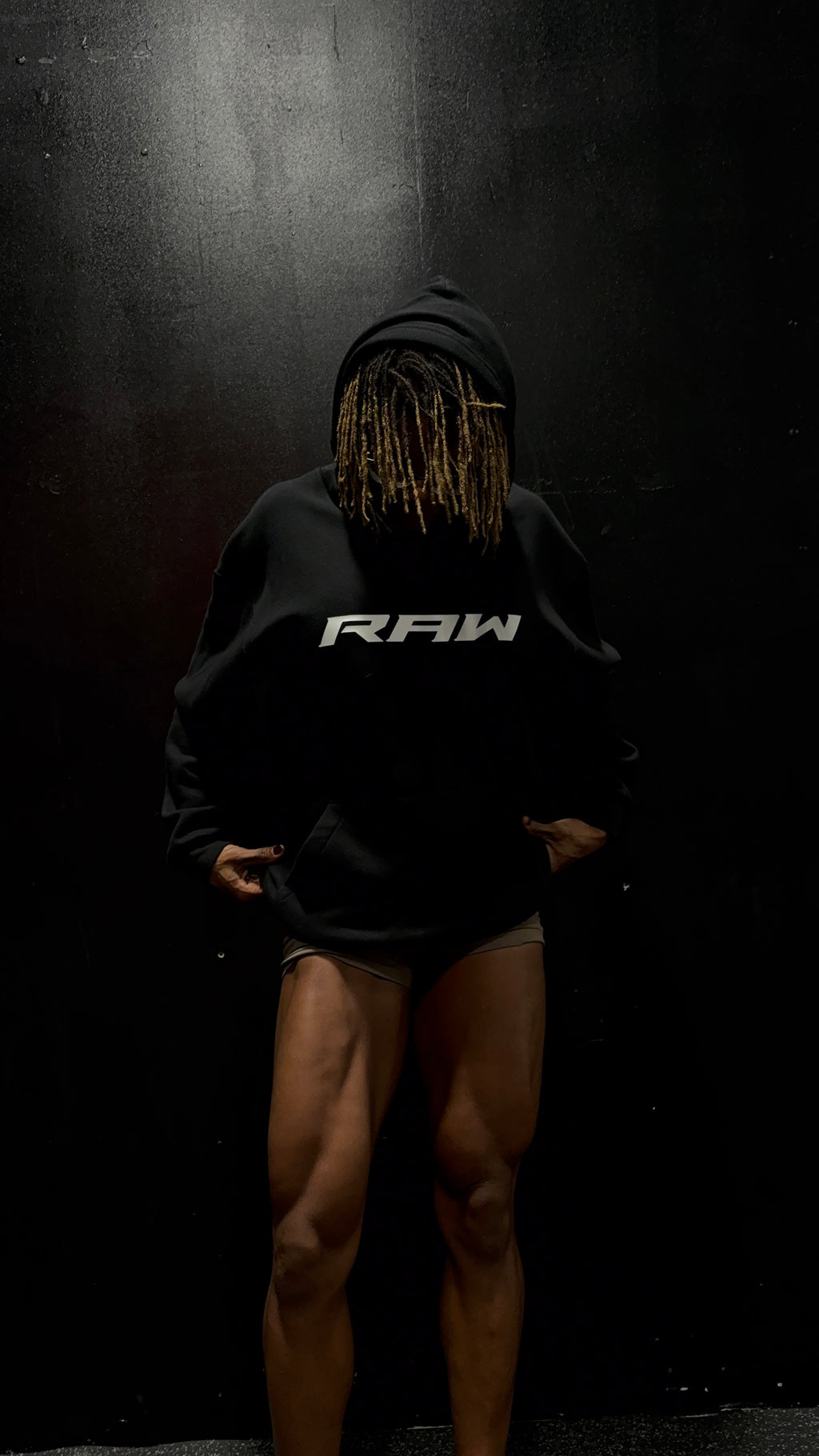 SOLID RAW IMPACT HOODIE IN BLACK