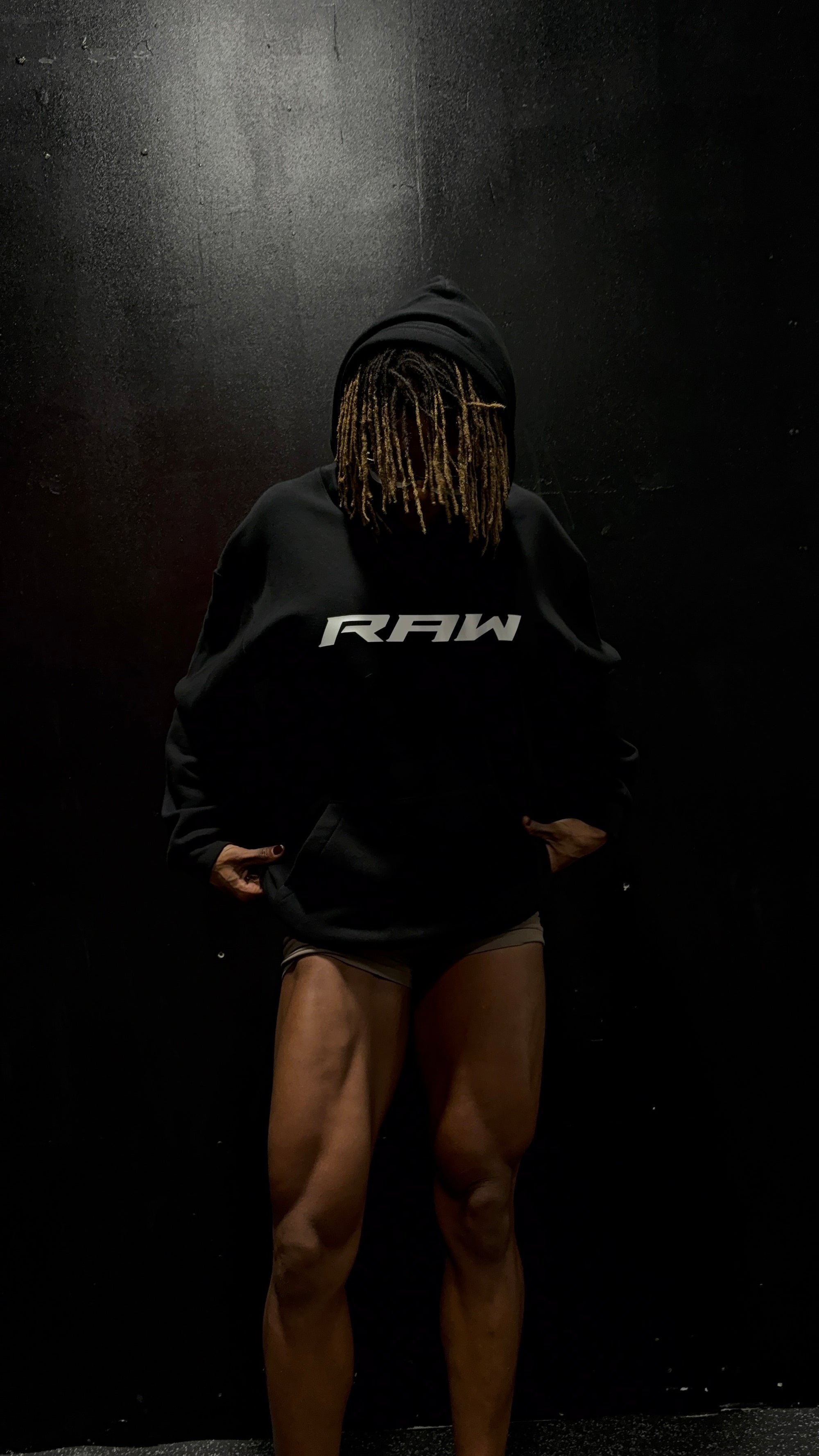 SOLID RAW IMPACT HOODIE IN BLACK