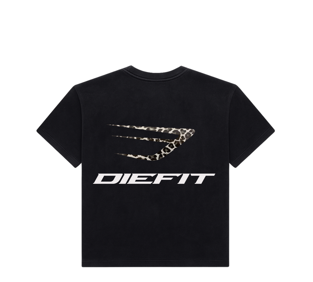 DIEFIT “SNOW LEOPARD” LOGO TEE IN BLACK